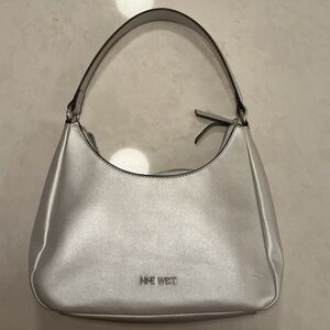 Nine West Metallic Silver Hobo Bag